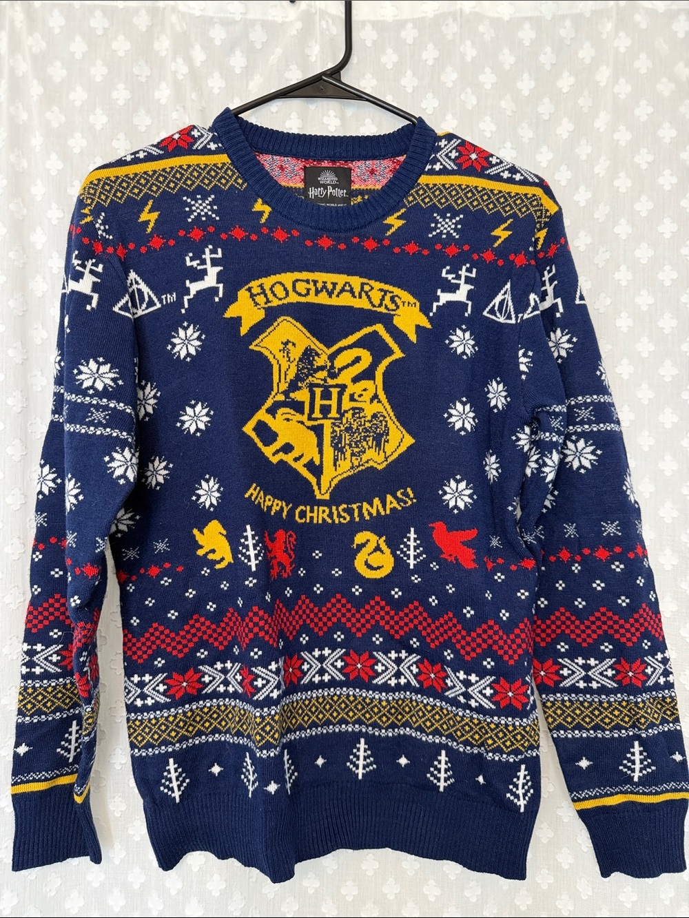 Warner Bros. Hogwarts Crest Navy Holiday Sweater